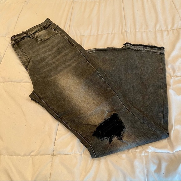 Risen High Rise & Wide Flare Jeans, Black Ombré, Size 1XL - Picture 7 of 12